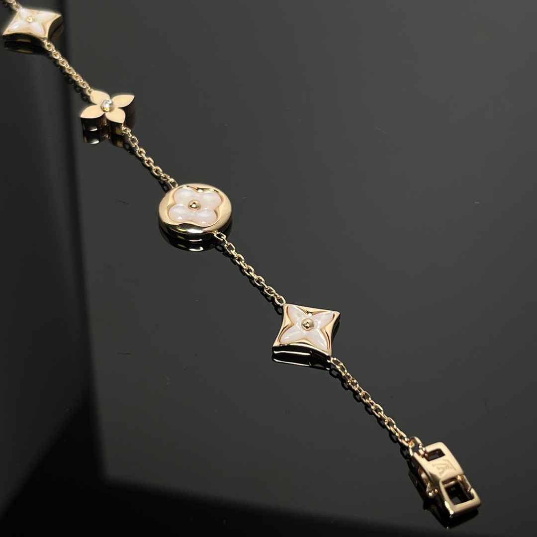 Louis Vuitton White Mother of Pearl Star Sun Blossom 5 Motifs Bracelet - Best Replica Jewelry™