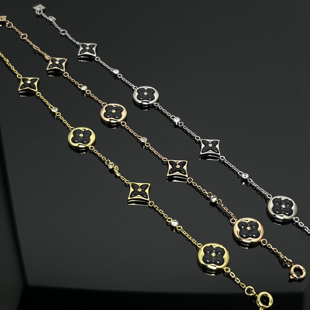 Louis Vuitton Black BB Star Sun Blossom 4 Motifs Bracelet - Best Replica Jewelry™