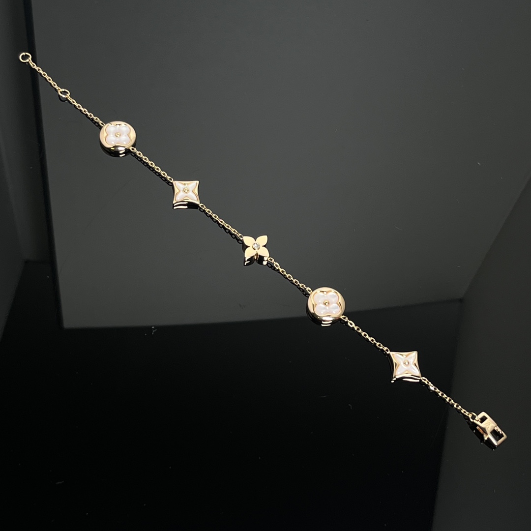 Louis Vuitton White Mother of Pearl Star Sun Blossom 5 Motifs Bracelet - Best Replica Jewelry™