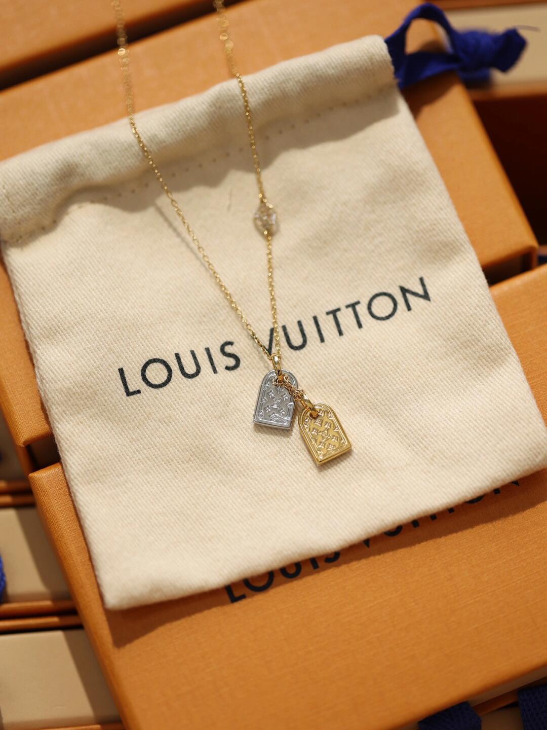 Louis Vuitton Gold and Silver Tags Pendant Necklace - Best Replica Jewelry™