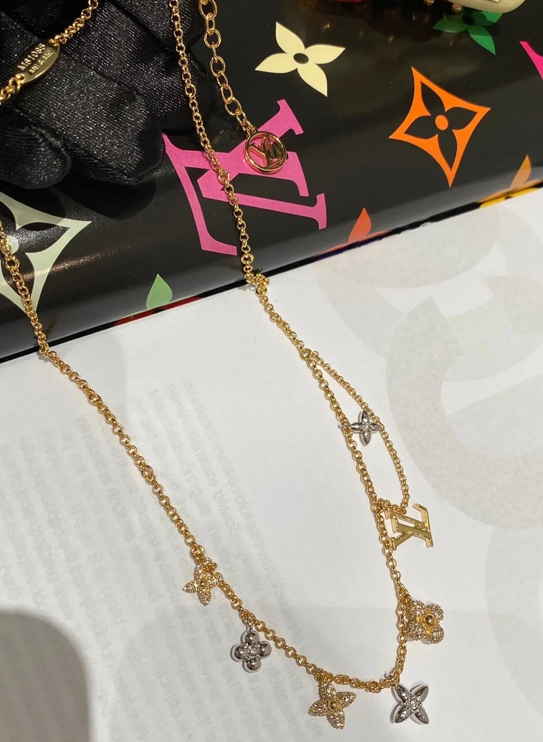 Louis Vuitton Mixed Metal Color Charms Necklace - Best Replica Jewelry™
