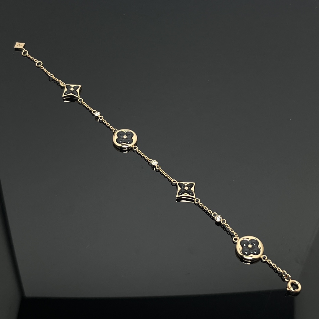 Louis Vuitton Black BB Star Sun Blossom 4 Motifs Bracelet - Best Replica Jewelry™