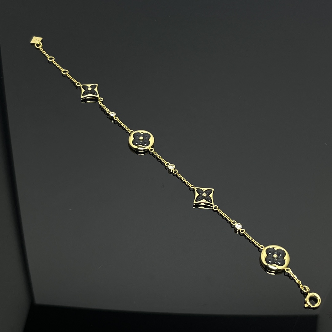 Louis Vuitton Black BB Star Sun Blossom 4 Motifs Bracelet - Best Replica Jewelry™