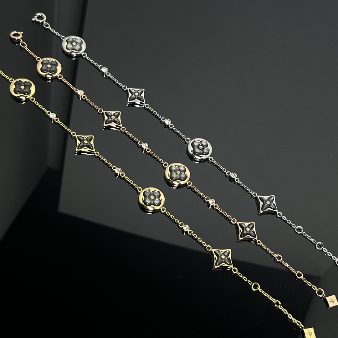Louis Vuitton 4 Motifs Grey Mother of Pearl Color Blossom Bracelet - Best Replica Jewelry™