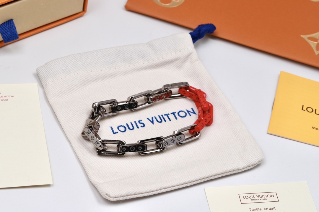Louis Vuitton Orange Silver Monogram Bracelet - Best Replica Jewelry™