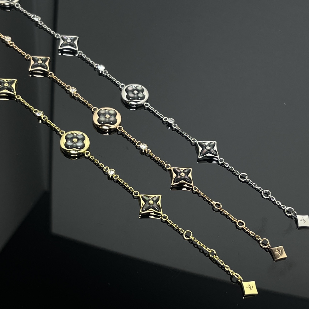 Louis Vuitton 4 Motifs Grey Mother of Pearl Color Blossom Bracelet - Best Replica Jewelry™