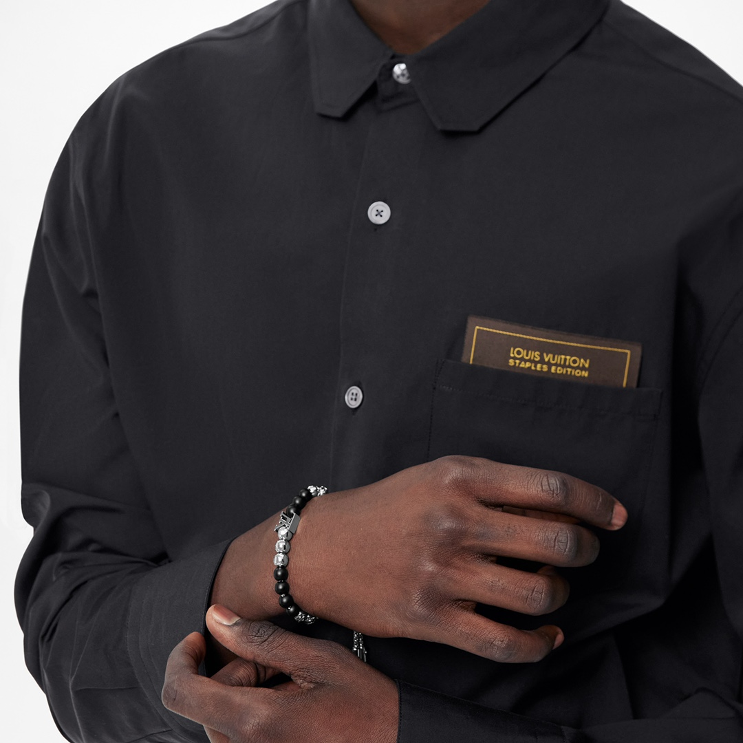 Louis Vuitton Pullable Black and Silver Monogram Beads Bracelet - Best Replica Jewelry™