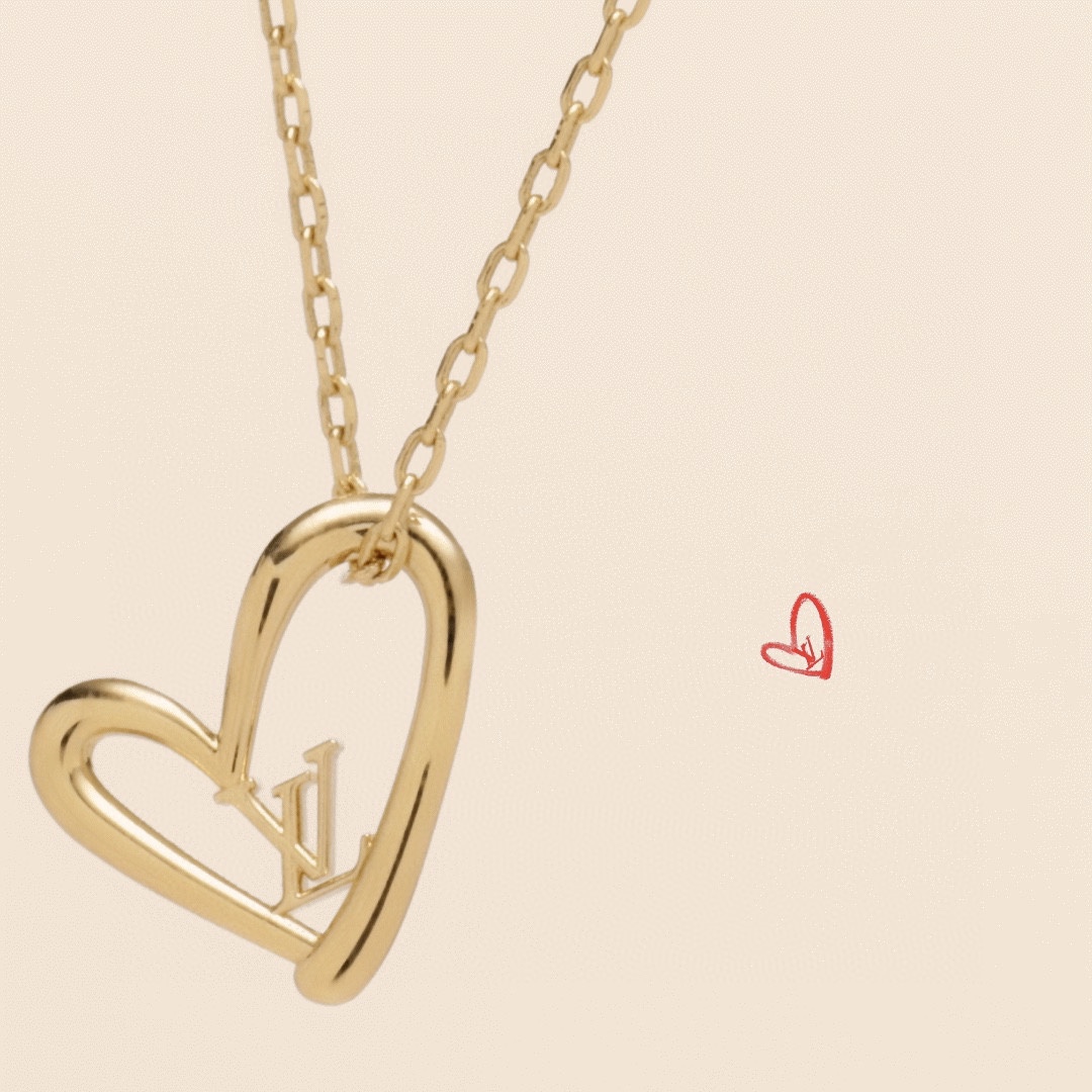 Louis Vuitton Hollow Heart Pendant Necklace - Best Replica Jewelry™