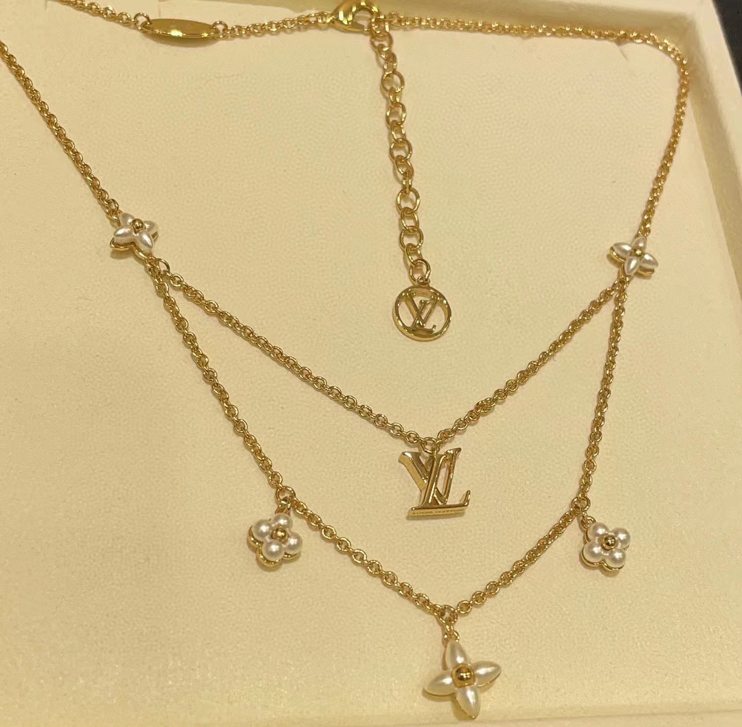 Louis Vuitton Layered Floragram Necklace - Best Replica Jewelry™