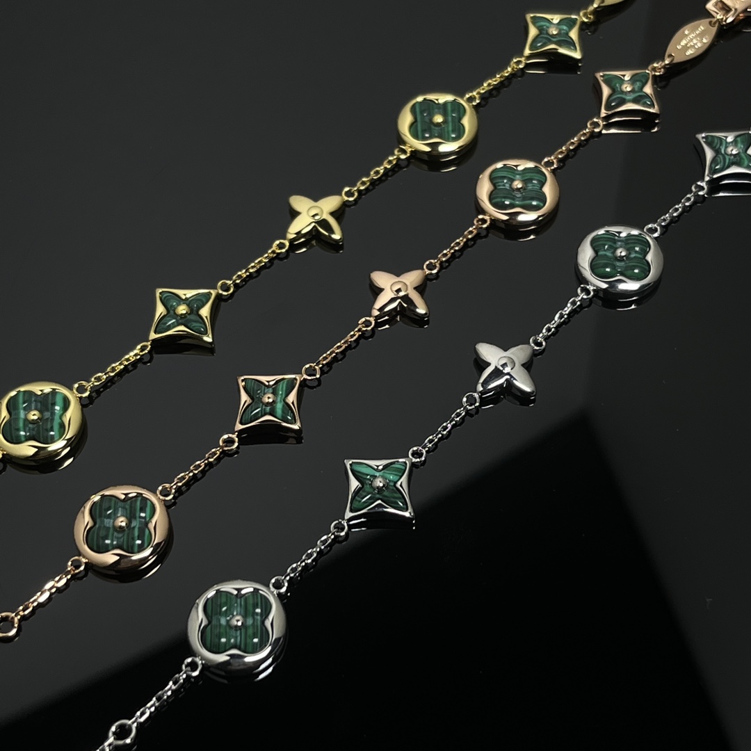 Louis Vuitton 5 Motifs Green Malachite Star Sun Blossom Bracelet - Best Replica Jewelry™