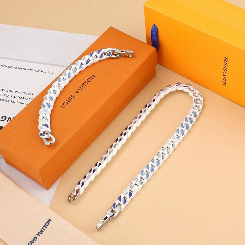 Louis Vuitton Blue Sky and White Clouds Monogram Bracelet Necklace - Best Replica Jewelry™