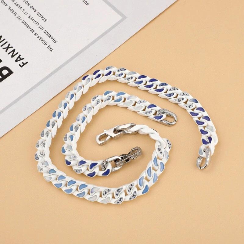 Louis Vuitton Blue Sky and White Clouds Monogram Bracelet Necklace - Best Replica Jewelry™