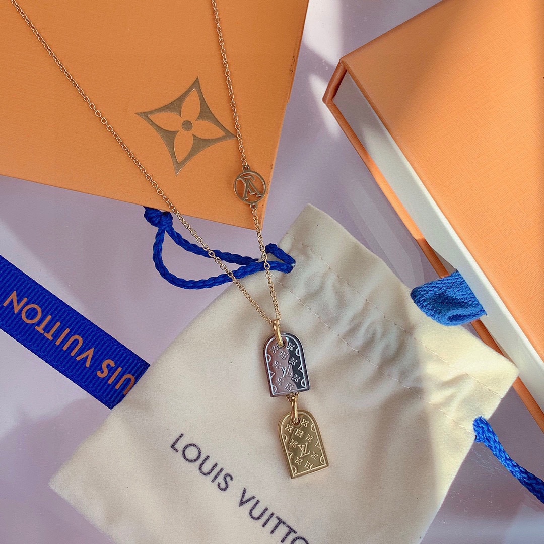 Louis Vuitton Gold and Silver Tags Pendant Necklace - Best Replica Jewelry™