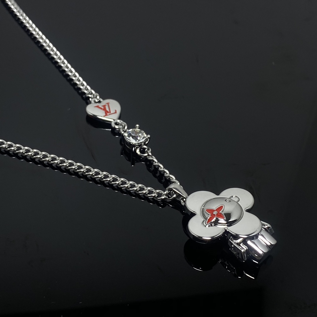 Louis Vuitton Silver Vivienne Pendant Necklace - Best Replica Jewelry™