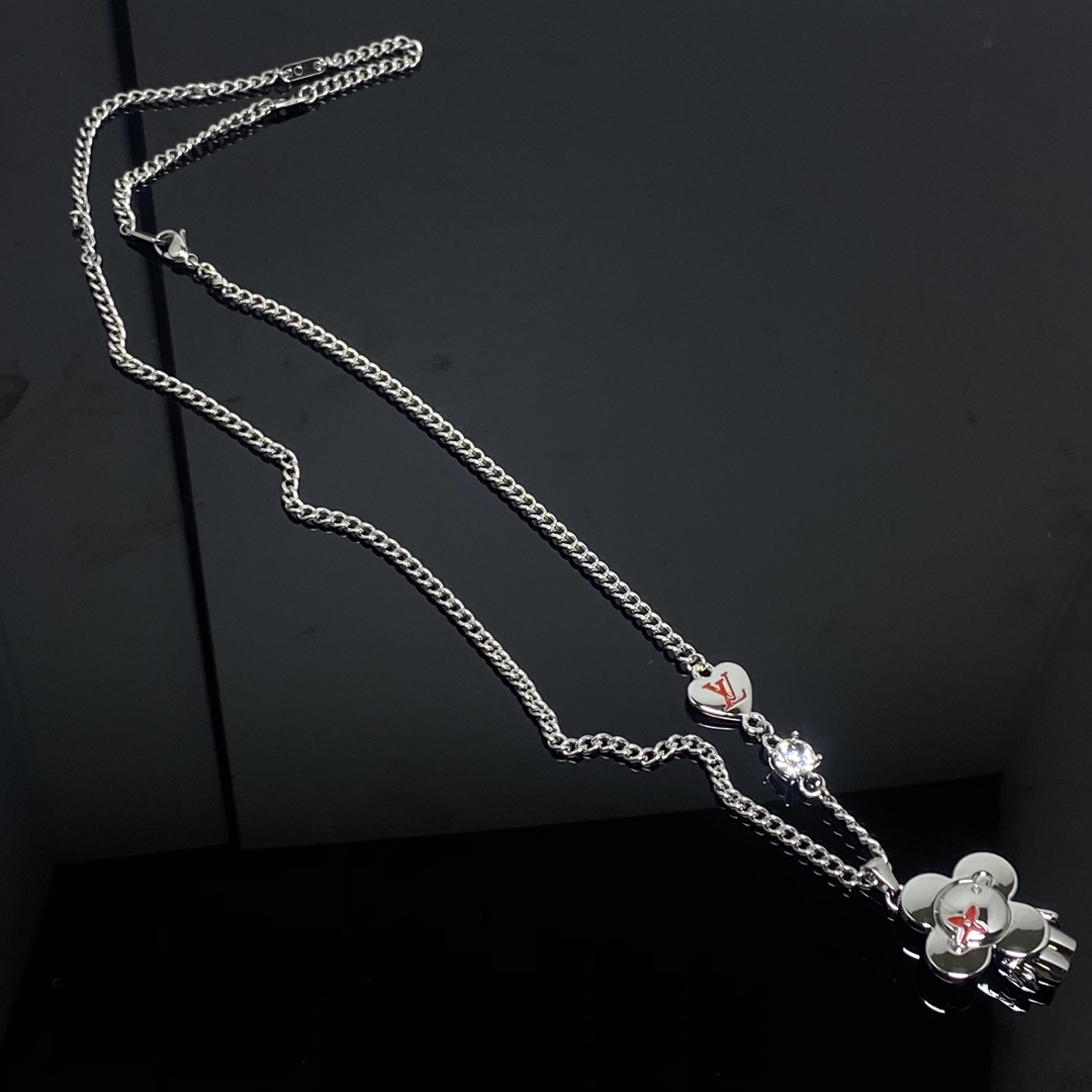 Louis Vuitton Silver Vivienne Pendant Necklace - Best Replica Jewelry™