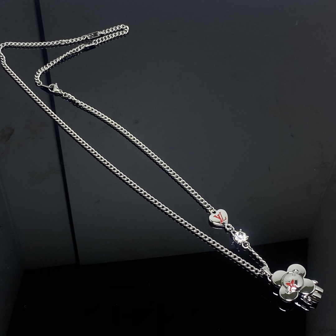 Louis Vuitton Silver Vivienne Pendant Necklace - Best Replica Jewelry™