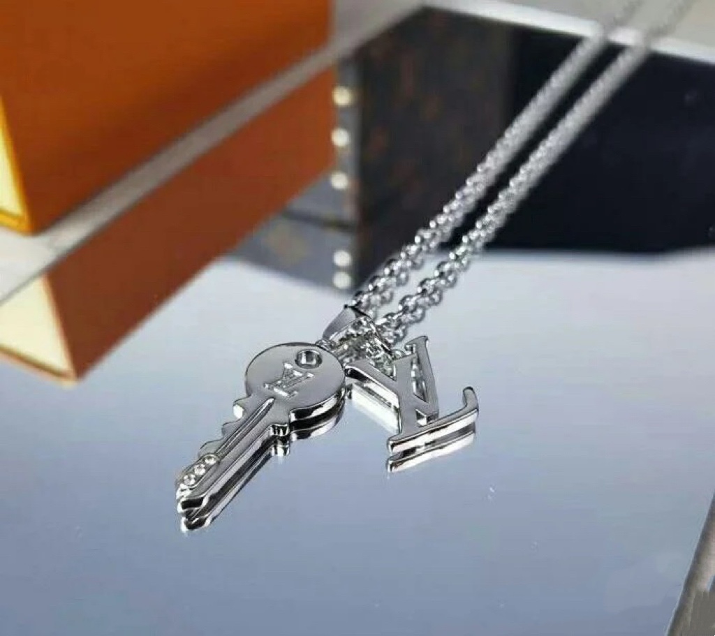 Louis Vuitton LV Monogram and Key Pendant Necklace - Best Replica Jewelry™