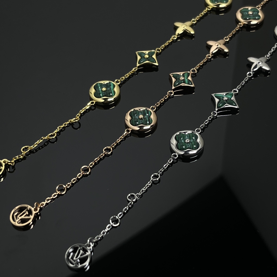 Louis Vuitton 5 Motifs Green Malachite Star Sun Blossom Bracelet - Best Replica Jewelry™
