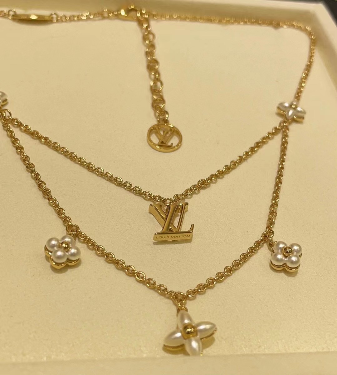 Louis Vuitton Layered Floragram Necklace - Best Replica Jewelry™