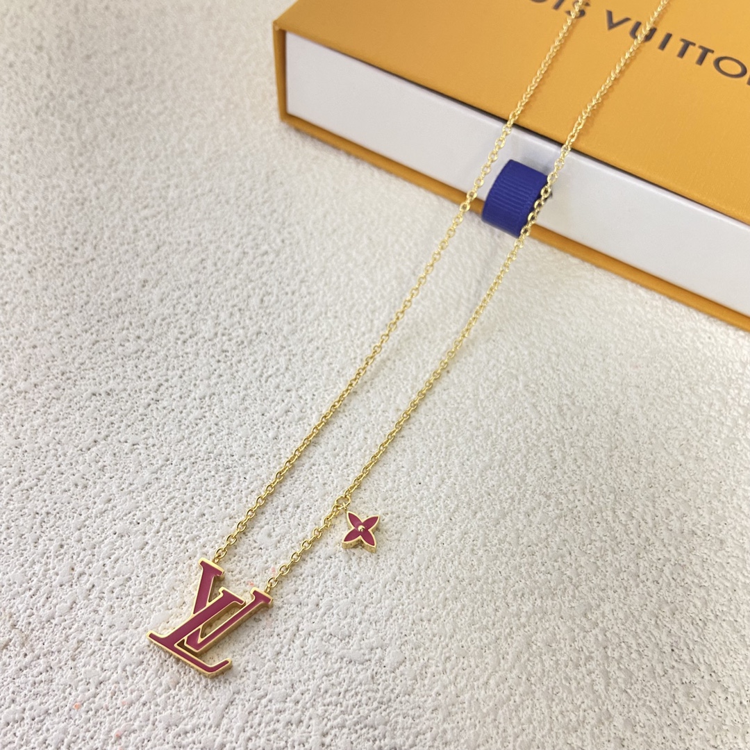 Louis Vuitton Color Enamel LV Pendant Necklace - Best Replica Jewelry™
