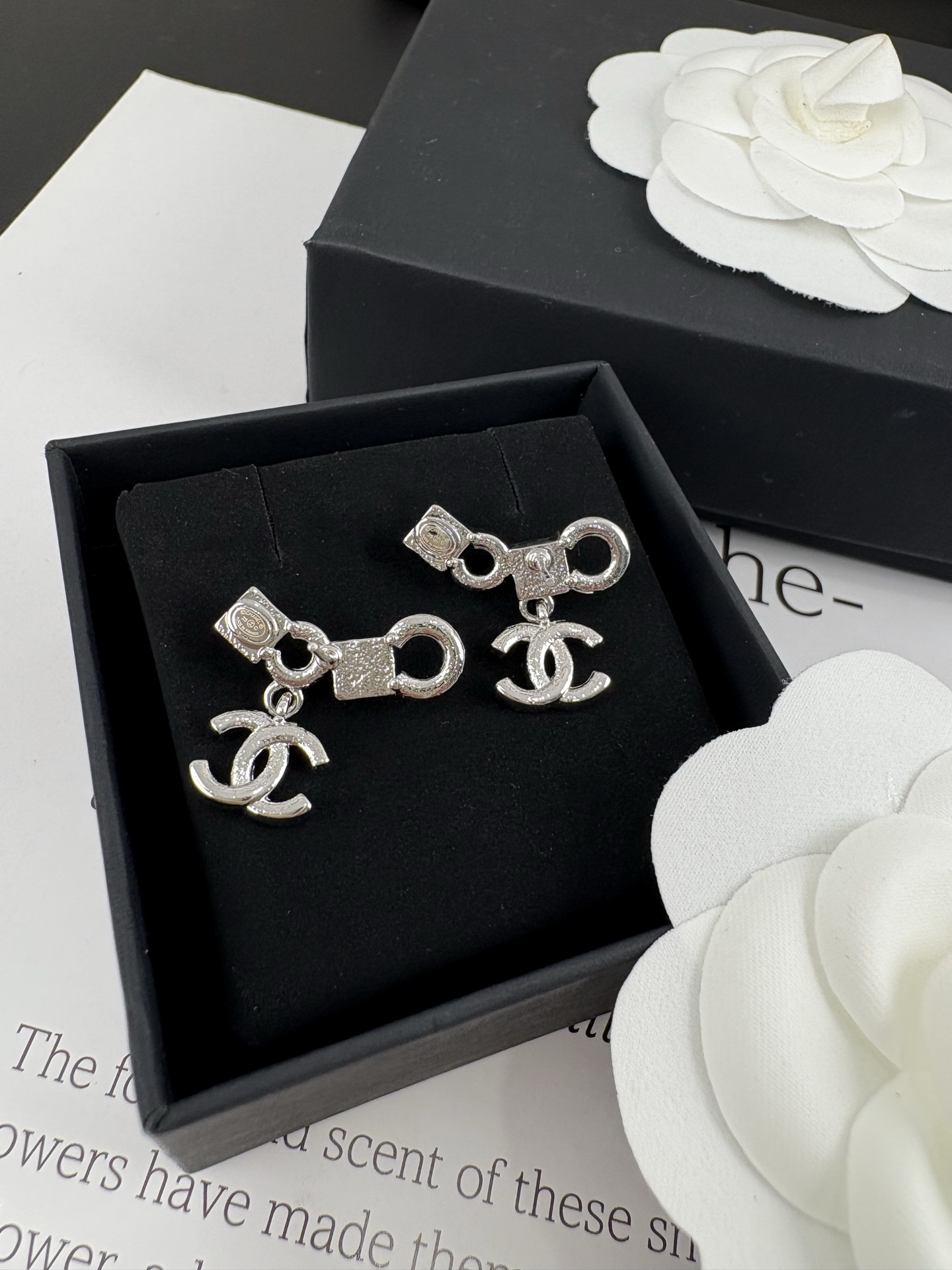 Chanel Full Diamond and Pearl Paved Coco Earrings - Best Replica Jewelry™