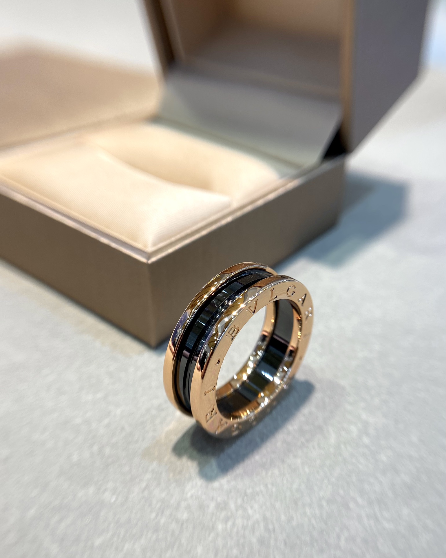 Bvlgari Rose Gold and Black B.zero1 Ring - Best Replica Jewelry™
