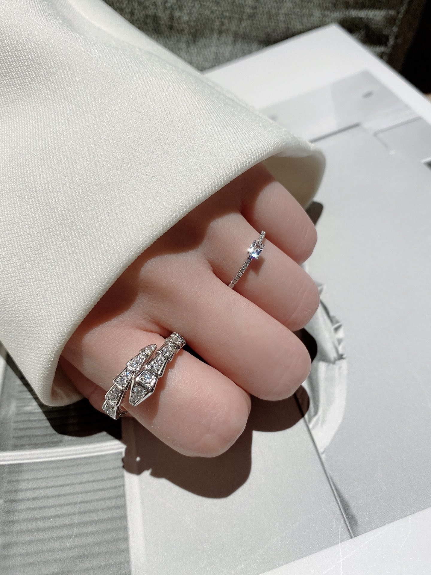 Bvlgari Full Diamond Serpenti Viper Ring - Best Replica Jewelry™