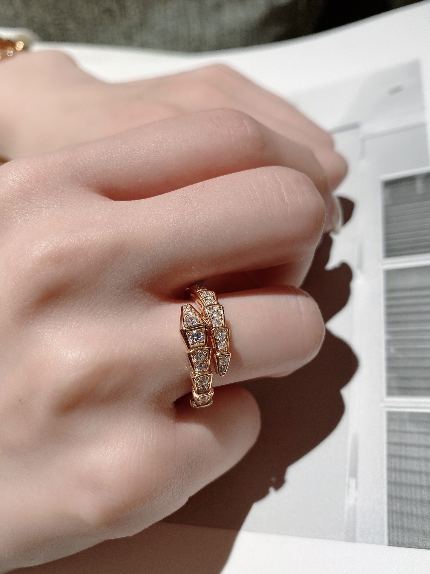 Bvlgari Full Diamond Serpenti Viper Ring - Best Replica Jewelry™