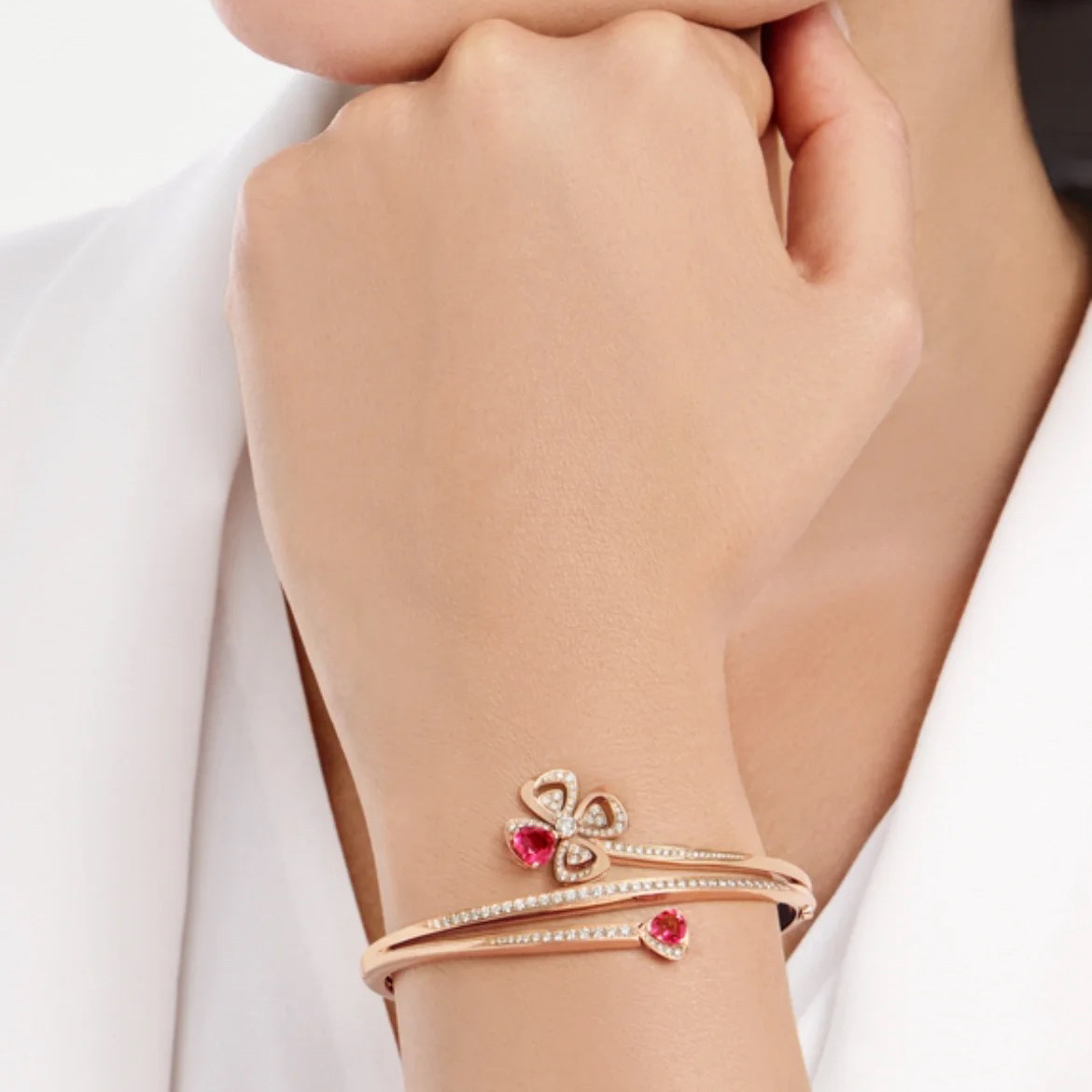 Bvlgari Red Gem Fiorever Bracelet Rose Gold - Best Replica Jewelry™