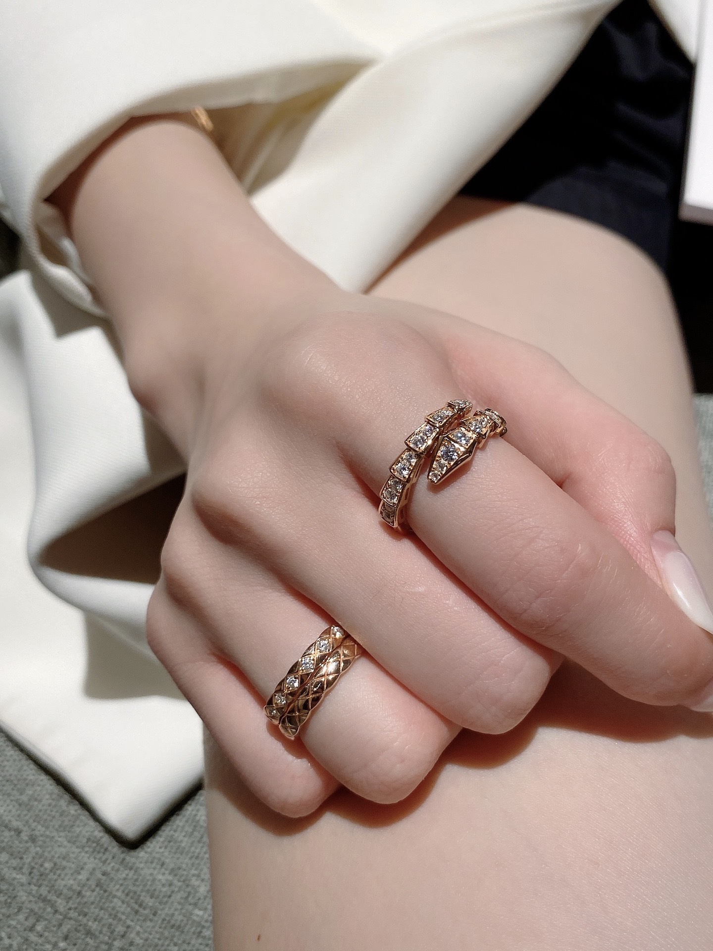 Bvlgari Full Diamond Serpenti Viper Ring - Best Replica Jewelry™