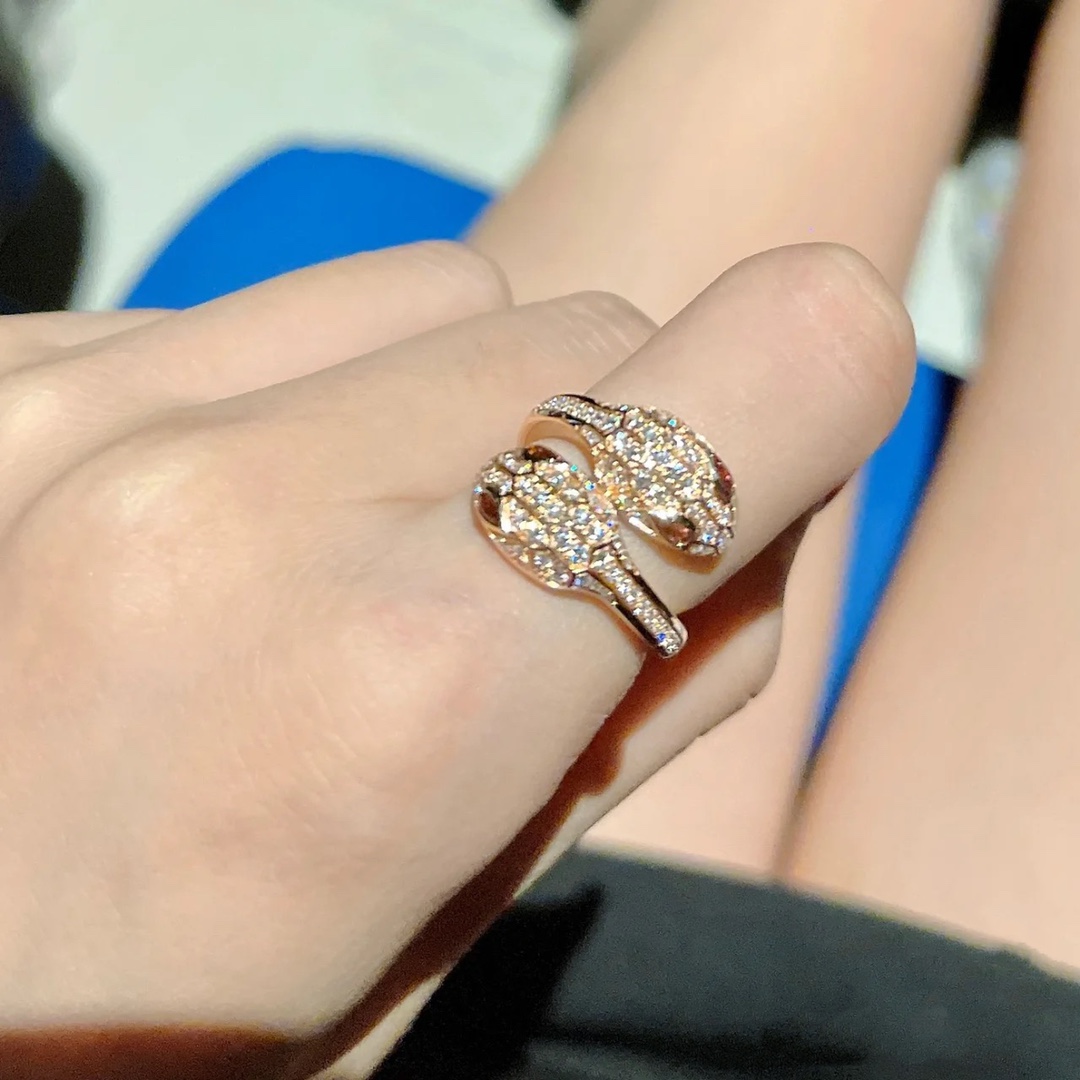 Bvlgari Full Diamond Paved Serpenti Viper Ring - Best Replica Jewelry™