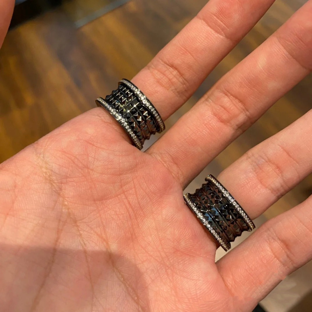 Bvlgari Four Band Black Diamond Quilting B.zero1 Ring