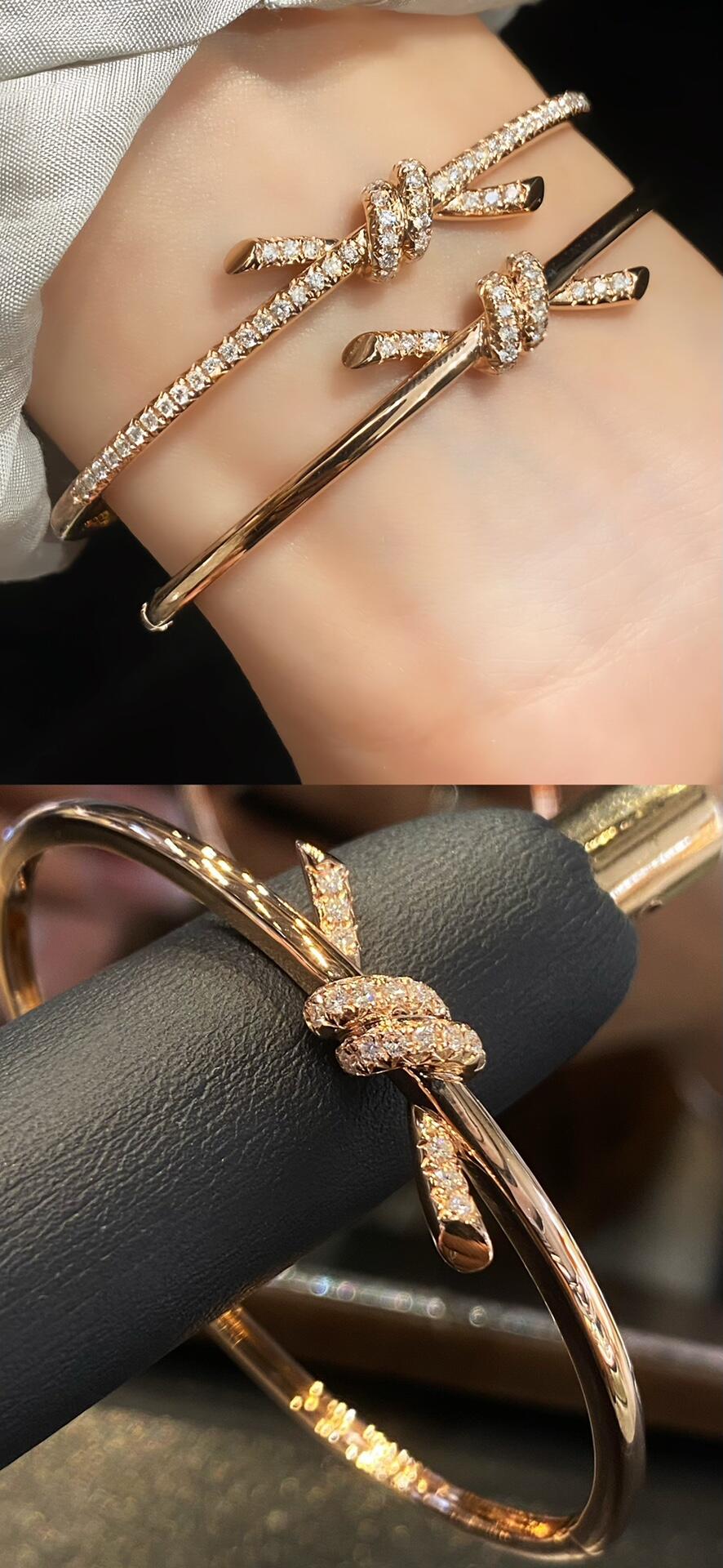 Tiffany Paved Diamond Knot Bangle Bracelet - Best Replica Jewelry™