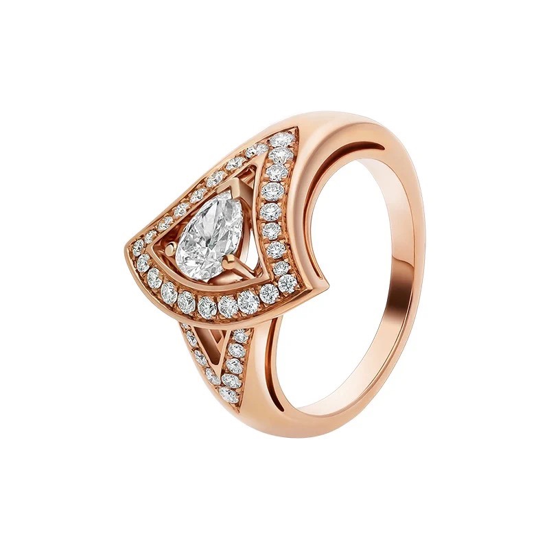 Bvlgari Rose Gold White Teardrop Diamond Ring - Best Replica Jewelry™