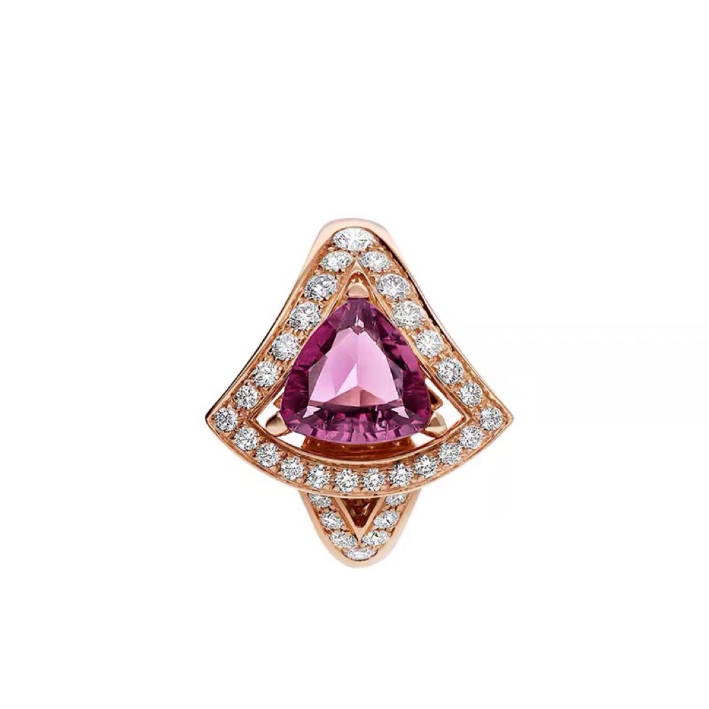 Bvlgari Rose Gold Magenta Teardrop Diamond Ring - Best Replica Jewelry™