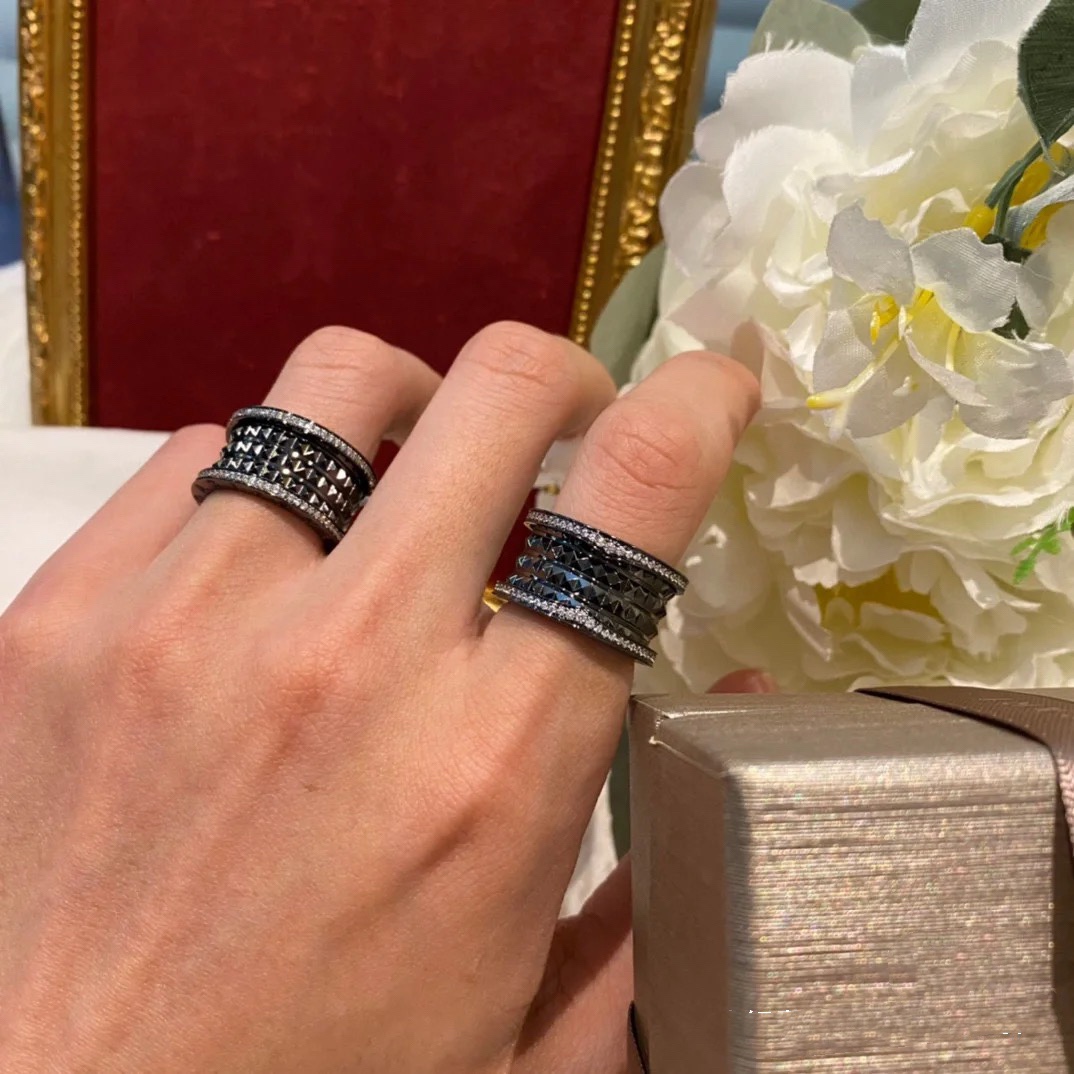Bvlgari Four Band Black Diamond Quilting B.zero1 Ring