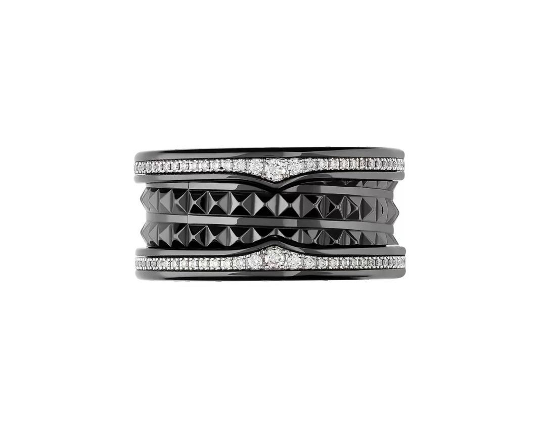 Bvlgari Four Band Black Diamond Quilting B.zero1 Ring