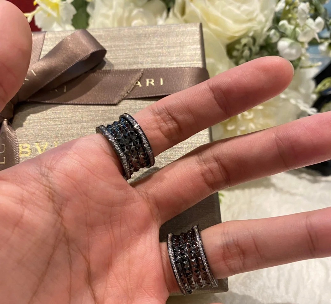 Bvlgari Four Band Black Diamond Quilting B.zero1 Ring