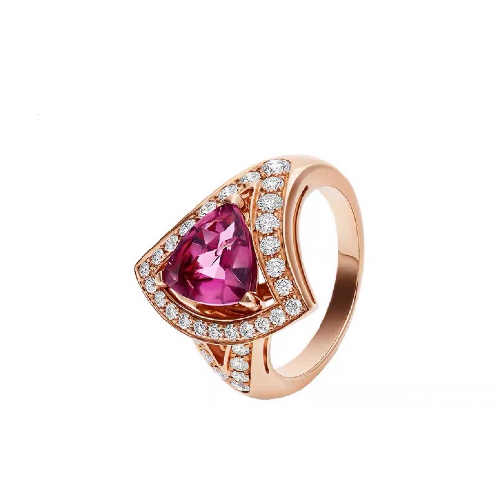 Bvlgari Rose Gold Magenta Teardrop Diamond Ring - Best Replica Jewelry™