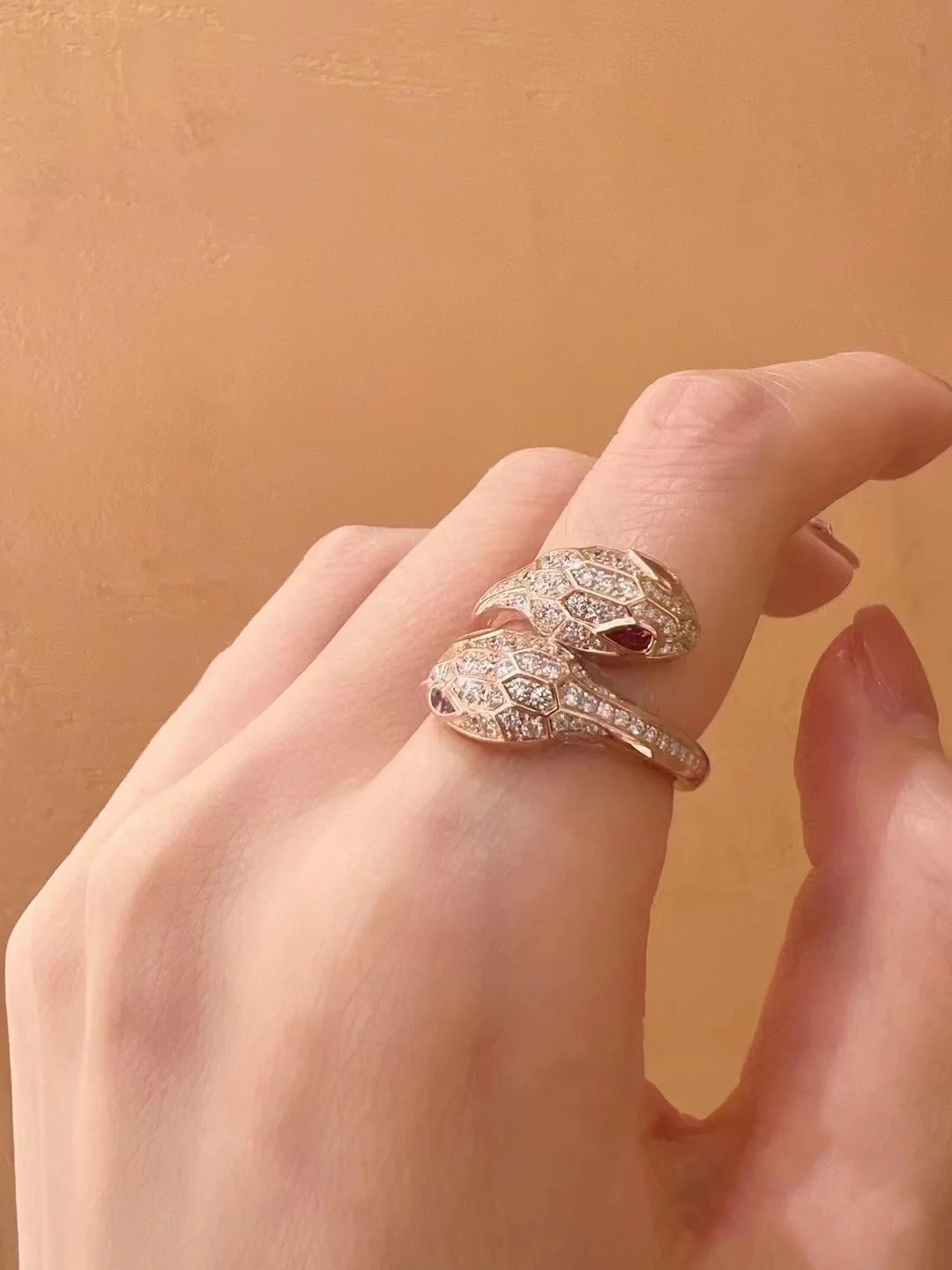 Bvlgari Full Diamond Paved Serpenti Viper Ring - Best Replica Jewelry™