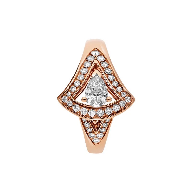Bvlgari Rose Gold White Teardrop Diamond Ring - Best Replica Jewelry™