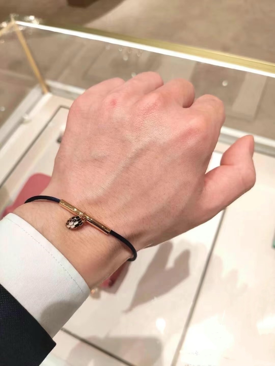 Bvlgari Black / Red Rope Bracelet with Snake Head Charm