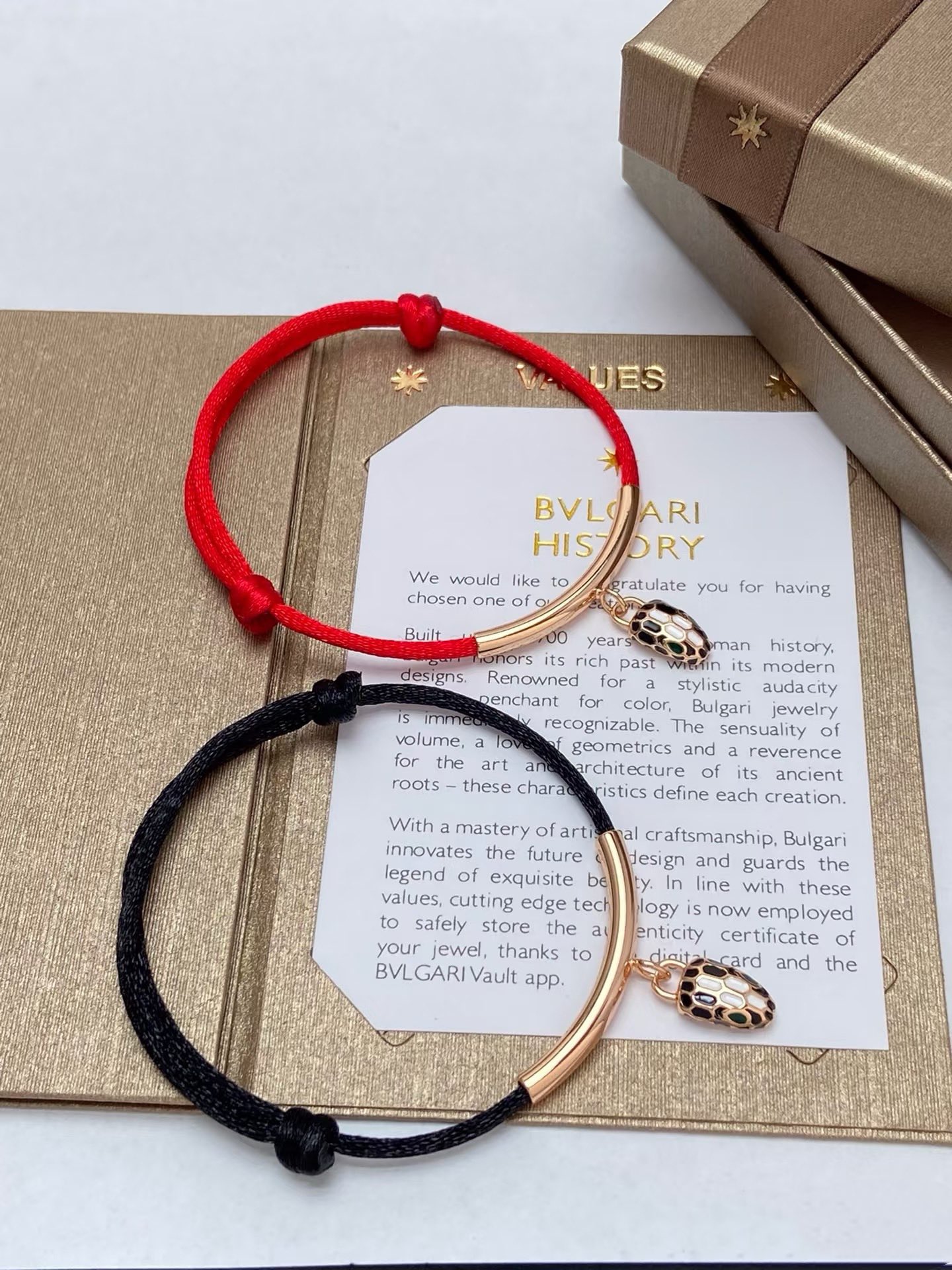 Bvlgari Black / Red Rope Bracelet with Snake Head Charm