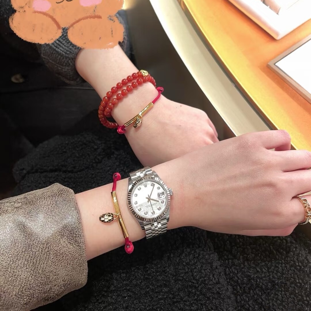 Bvlgari Black / Red Rope Bracelet with Snake Head Charm