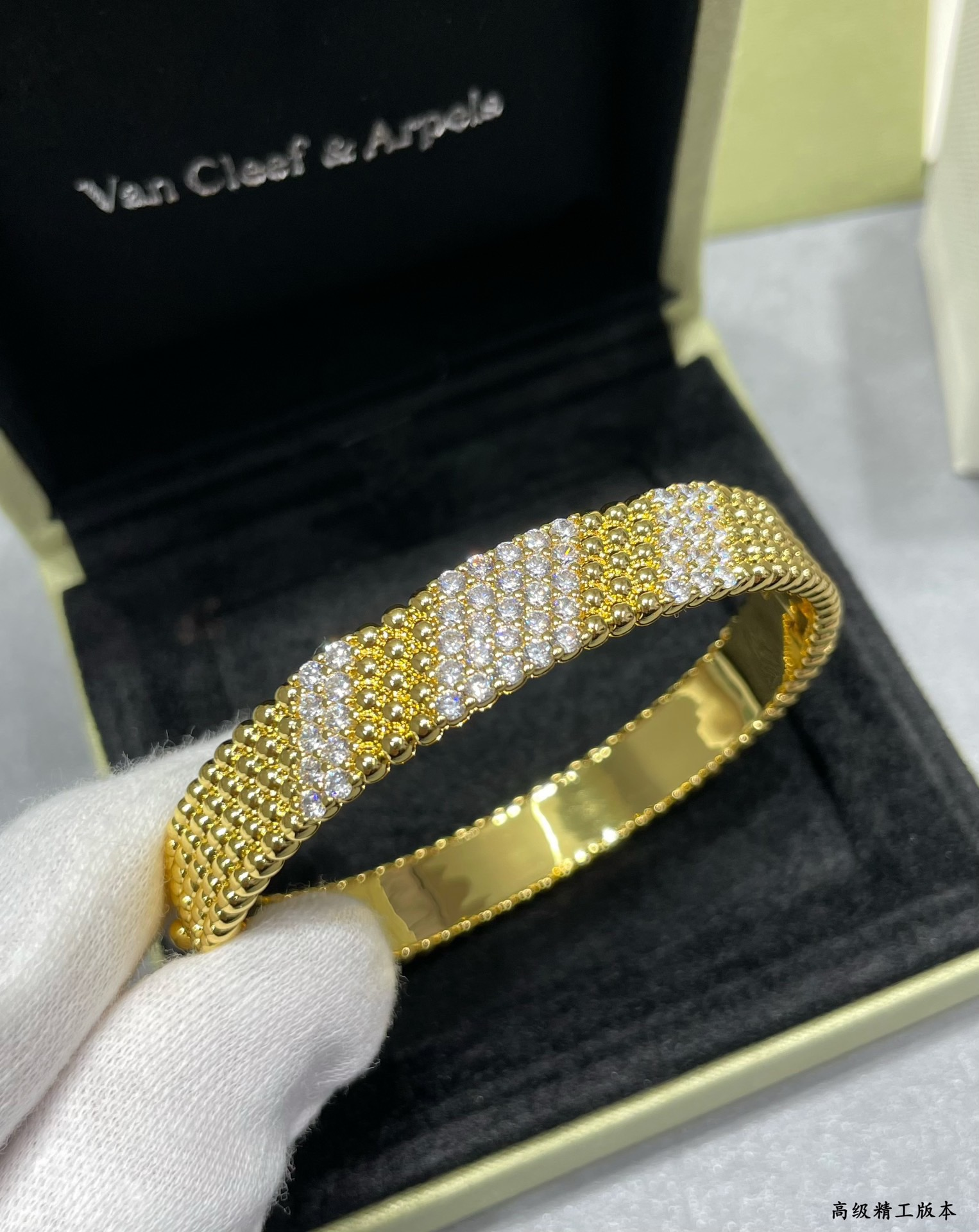 Dupe Van Cleef & Arpels Perlee Diamonds Bracelet Bangle, 5 Rows, Medium Model