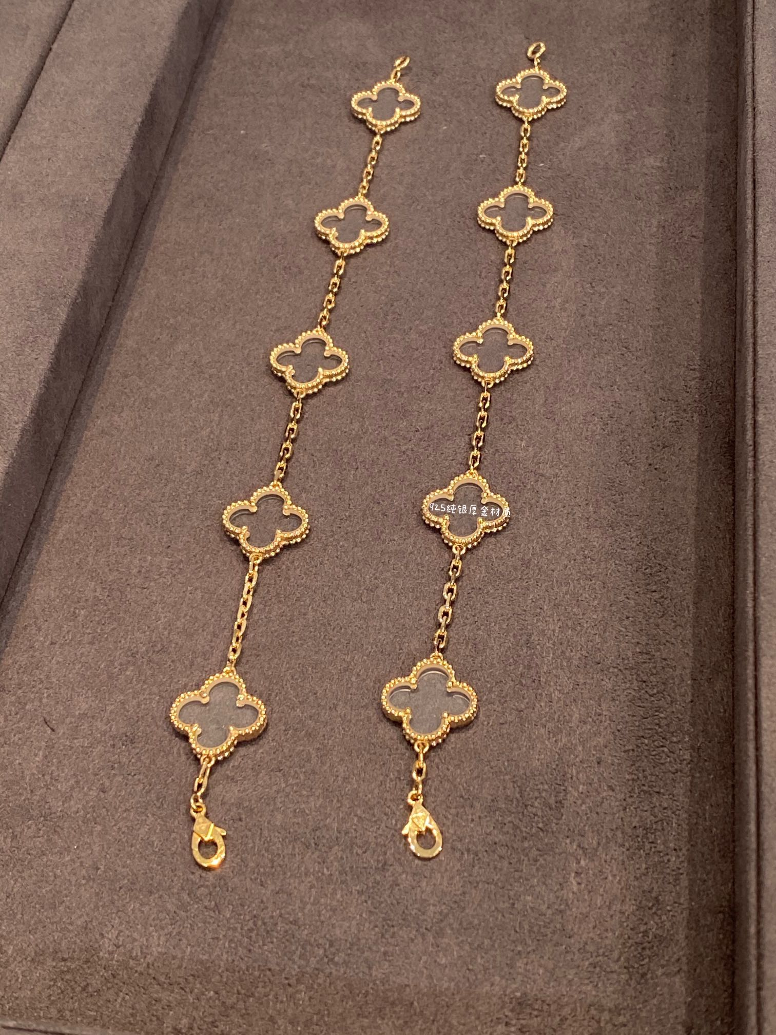 Dupe Van Cleef & Arpels Transparent Crystal Alhambra Bracelets, 5 Motifs