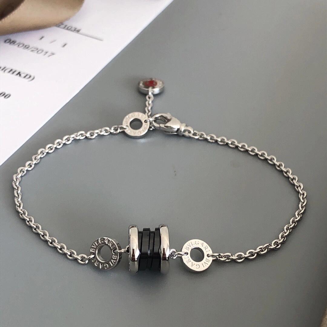 Dupe Bvlgari B.zero1 Bracelet in Silver Chain with Black Ceramic