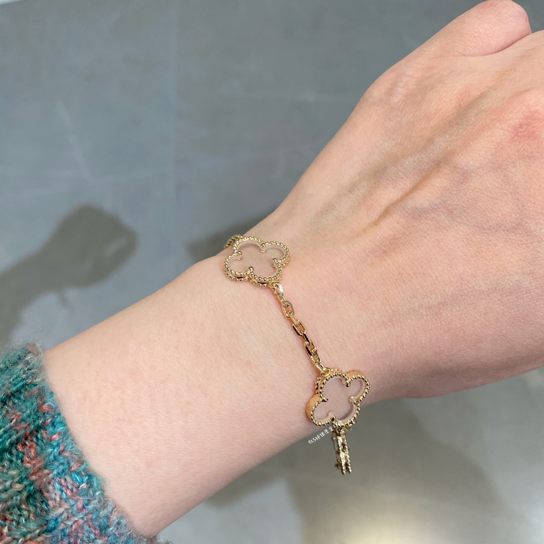 Dupe Van Cleef & Arpels Transparent Crystal Alhambra Bracelets, 5 Motifs