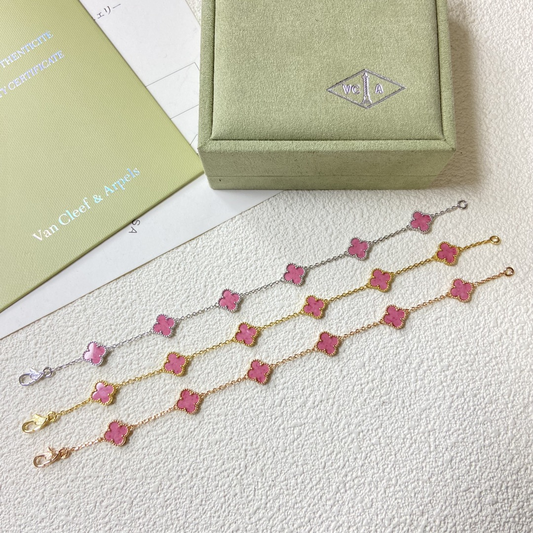 Dupe Van Cleef & Arpels Pink Mini 6 Motifs Sweet Alhambra Bracelet