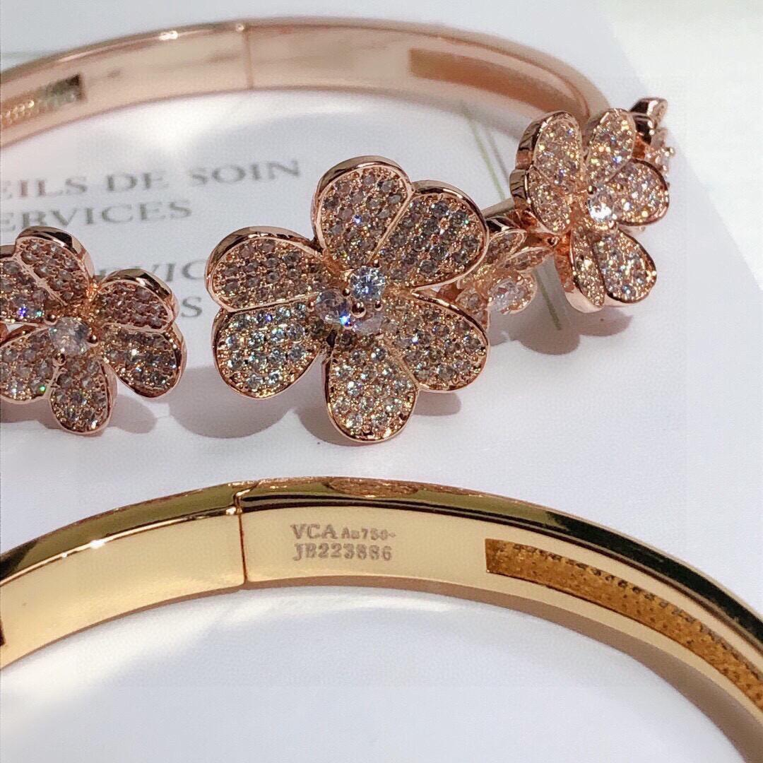 Dupe Van Cleef & Arpels Full Diamond Frivole 7 Flowers Bangle Bracelet